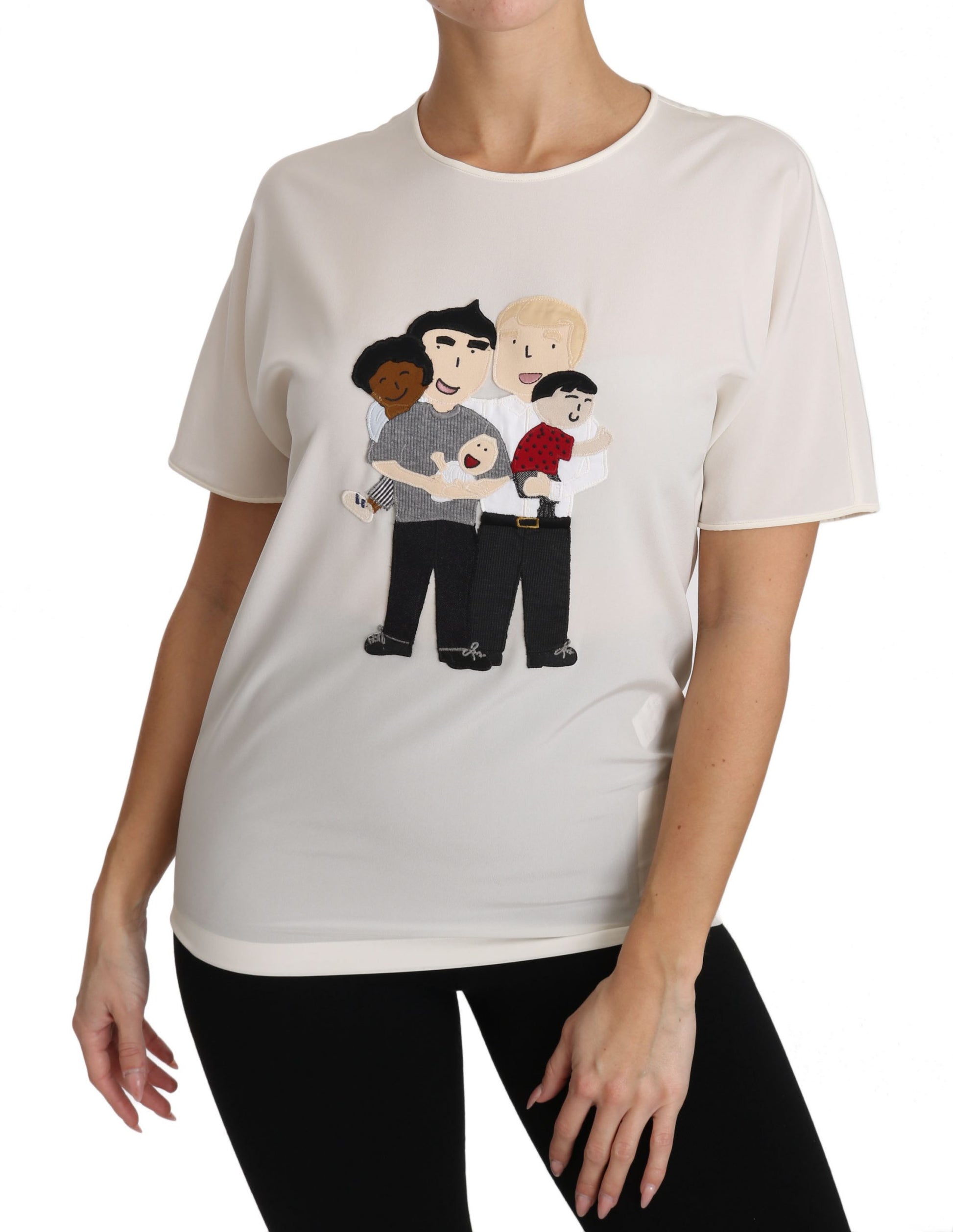 Dolce & Gabbana White Silk Stretch #dgfamily T-shirt Dolce & Gabbana