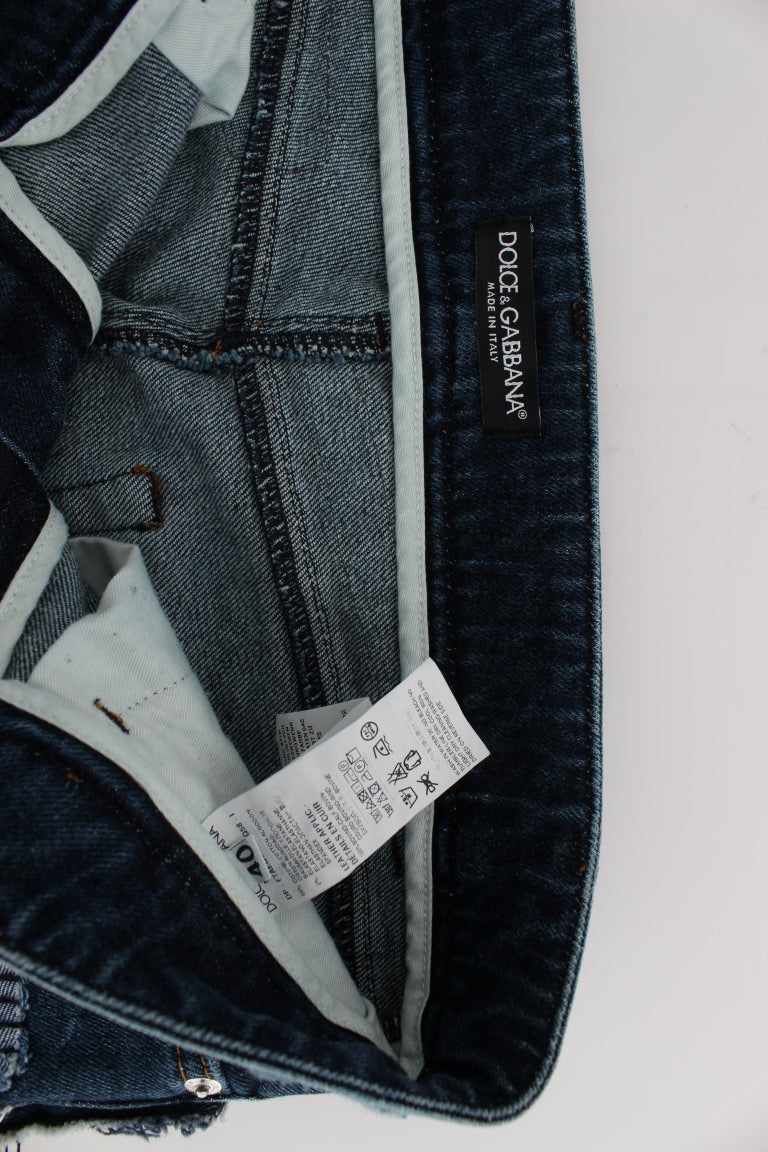 Dolce & Gabbana Stretch Blue Patchwork Jeans Shorts Dolce & Gabbana