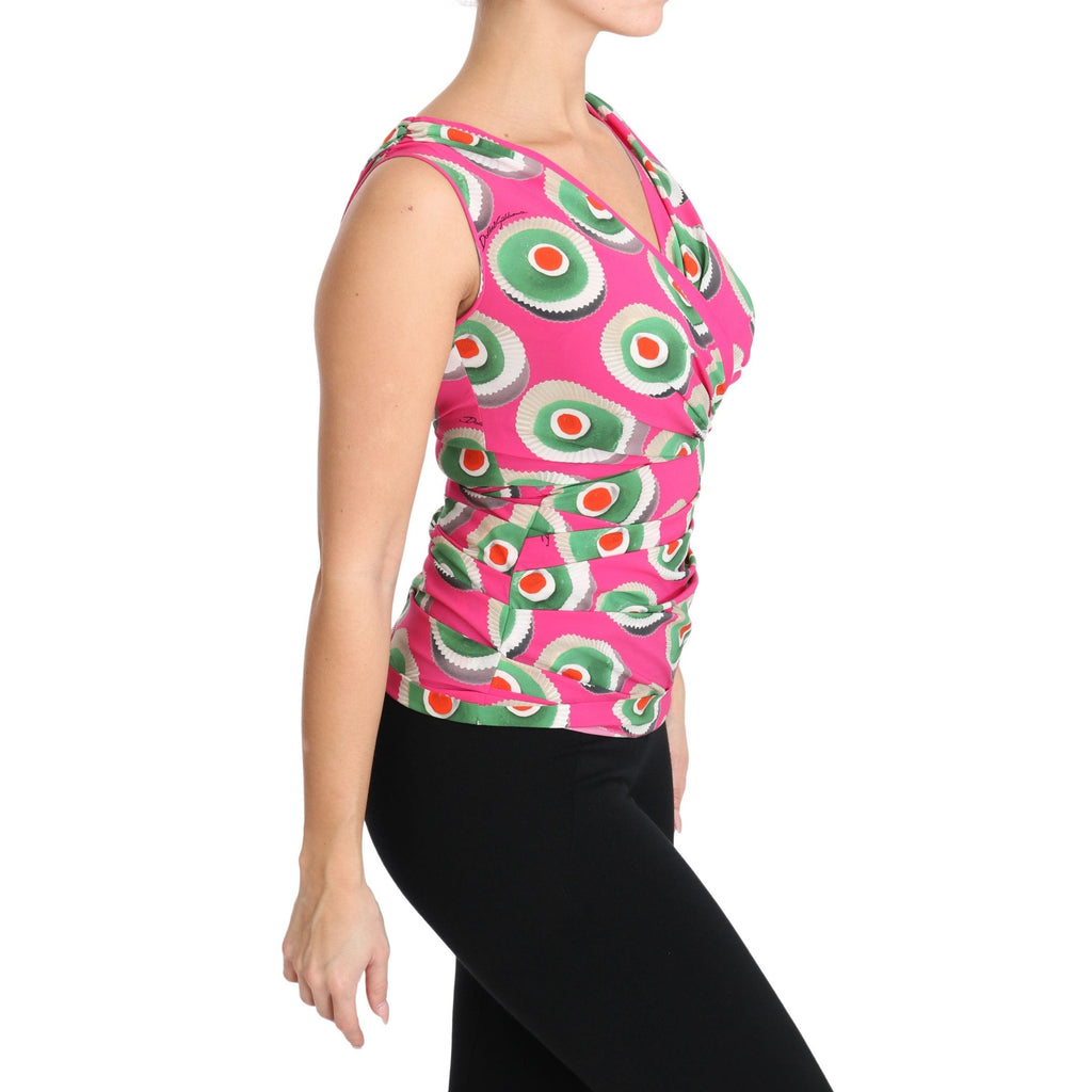 Dolce & Gabbana Pink Silk Stretch Sicilian Cake Top