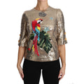 Dolce & Gabbana Gold Sequined Parrot Crystal Blouse
