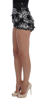 Dolce & Gabbana Black Crystal Sequined Mini Shorts - Eljoys Fashion 