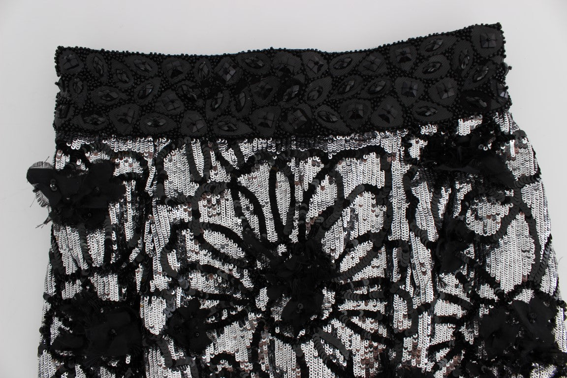 Dolce & Gabbana Black Crystal Sequined Mini Shorts Dolce & Gabbana