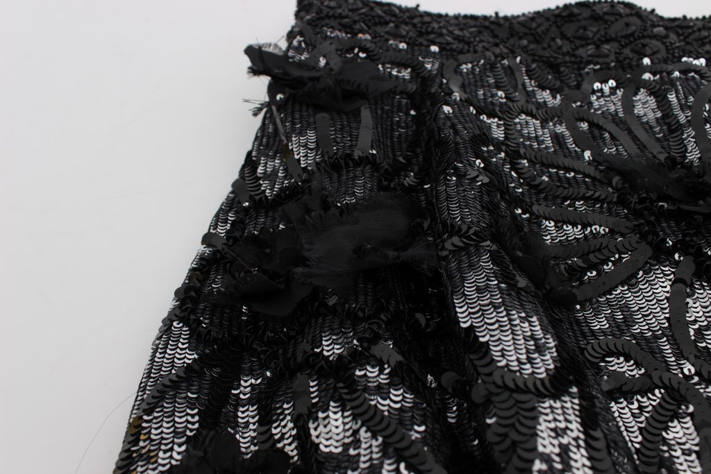 Dolce & Gabbana Black Crystal Sequined Mini Shorts - Eljoys Fashion 