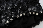 Dolce & Gabbana Black Crystal Sequined Mini Shorts - Eljoys Fashion 
