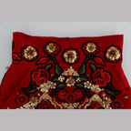Dolce & Gabbana Red Silk Crystal Roses Shorts