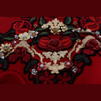 Dolce & Gabbana Red Silk Crystal Roses Shorts