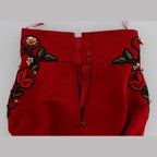 Dolce & Gabbana Red Silk Crystal Roses Shorts