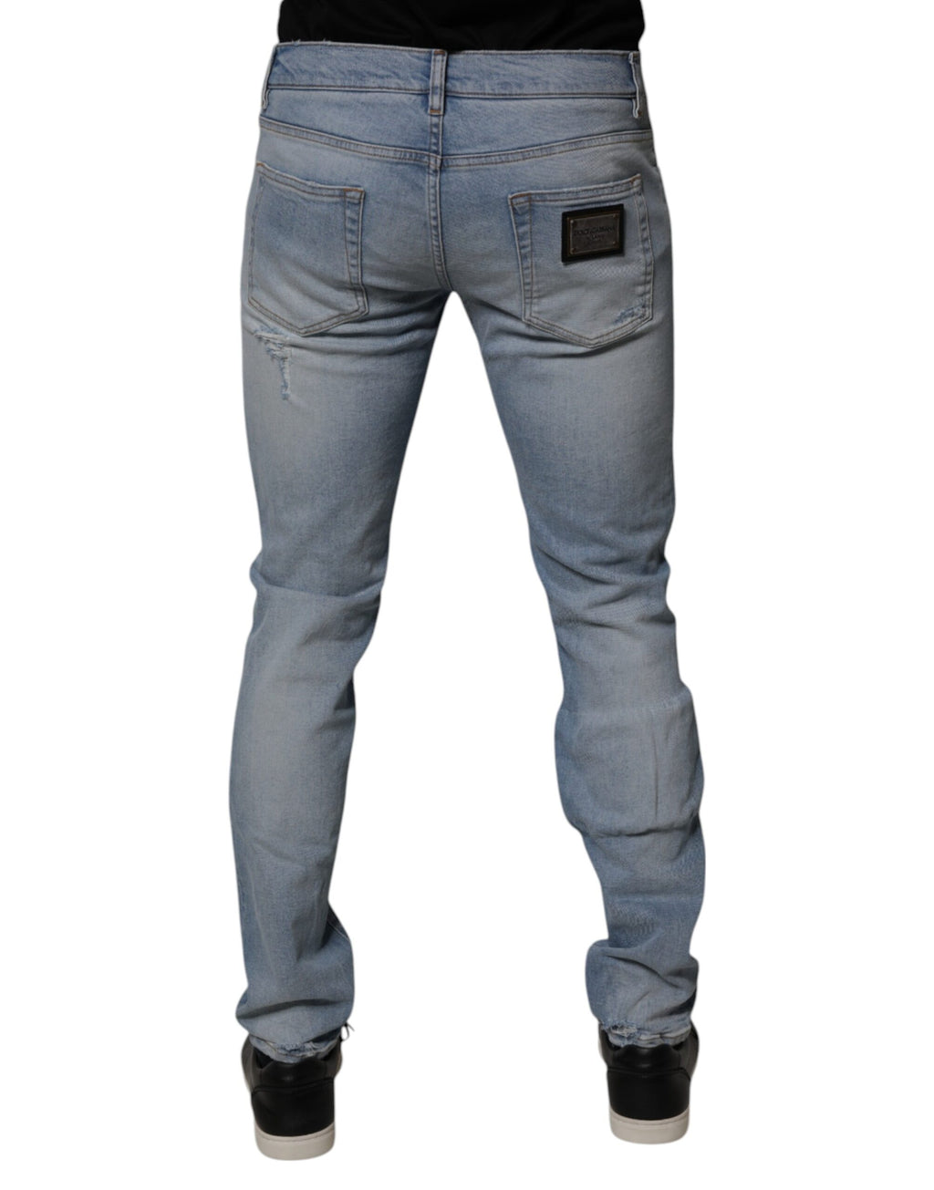 Dolce & Gabbana Blue Tattered Cotton Skinny Men Denim Jeans - Eljoys Fashion 