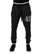 Dolce & Gabbana Black White Stripes Jogger Sweatpants Pants - Eljoys Fashion 