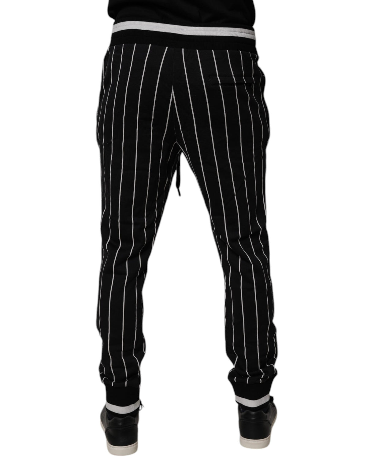 Dolce & Gabbana Black White Stripes Jogger Sweatpants Pants - Eljoys Fashion 