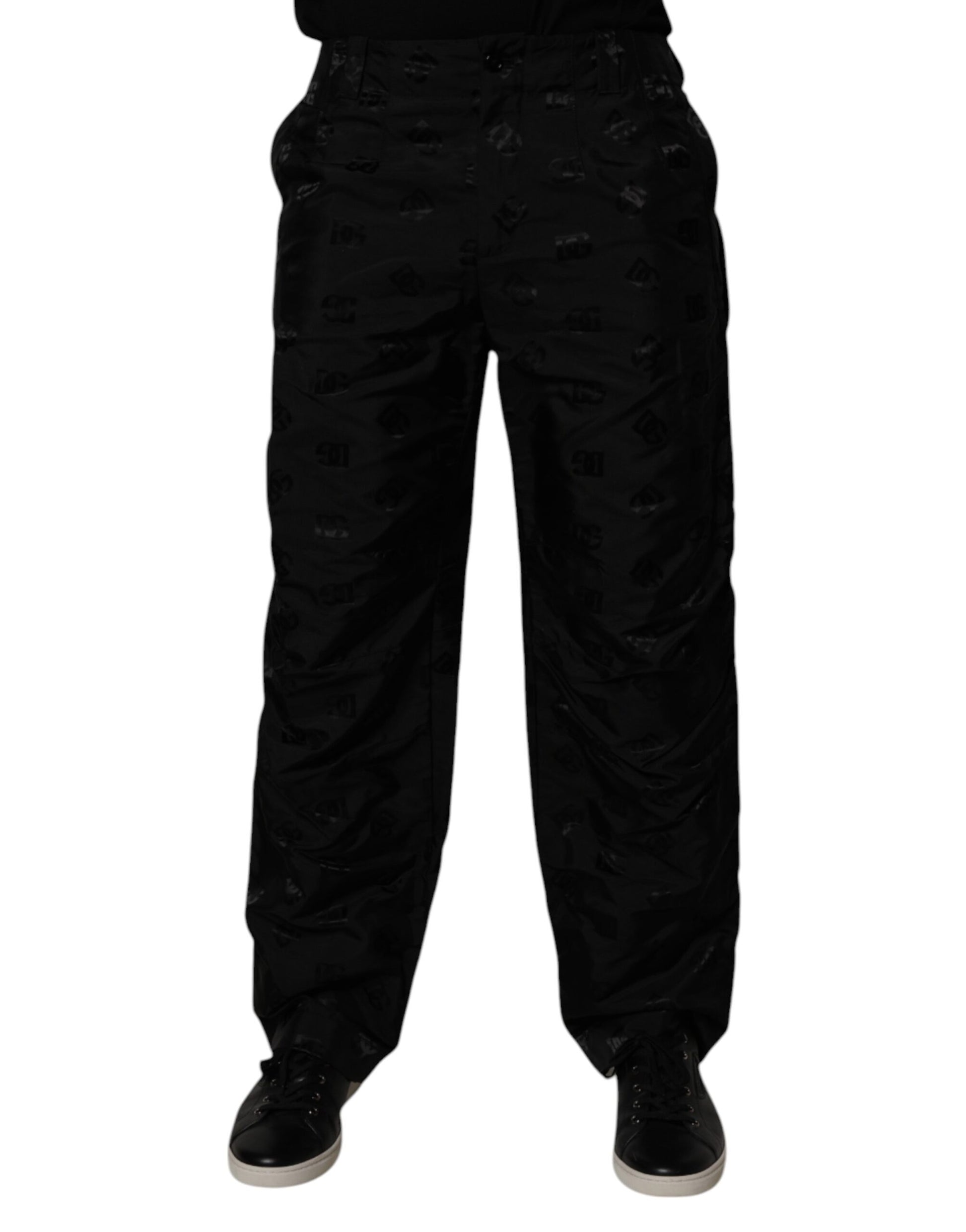 Dolce & Gabbana Black Logo Monogram Straight Pants Dolce & Gabbana
