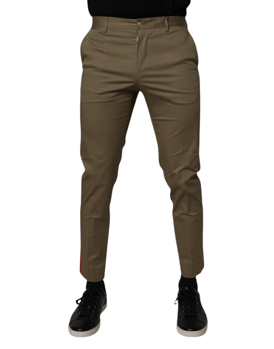 Dolce & Gabbana Dark Khaki Cotton Tapered Pants Dolce & Gabbana