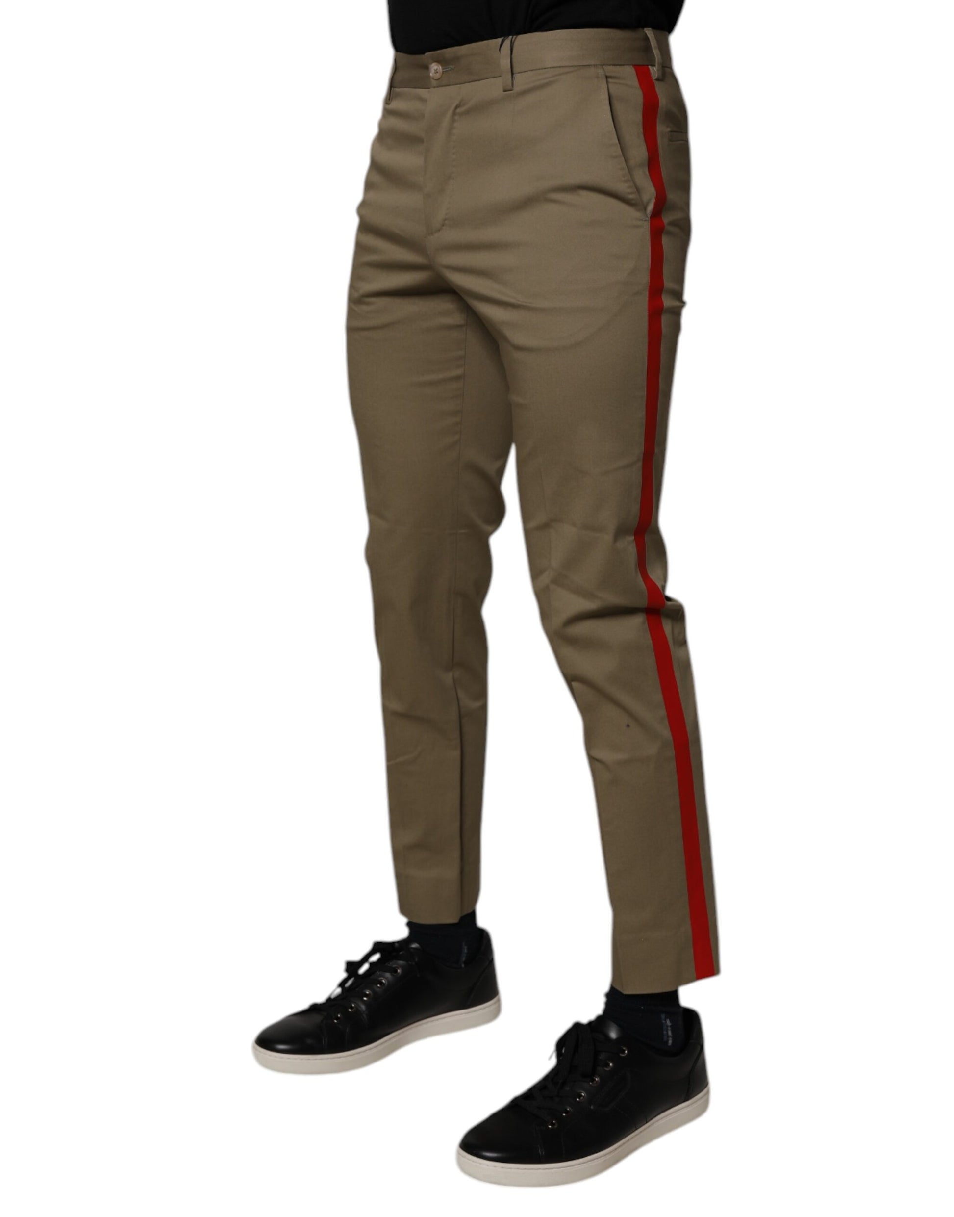 Dolce & Gabbana Dark Khaki Cotton Tapered Pants Dolce & Gabbana