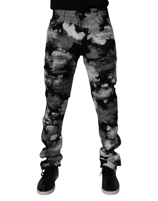Dolce & Gabbana Multicolor Camouflage Tattered Skinny Denim Jeans Dolce & Gabbana