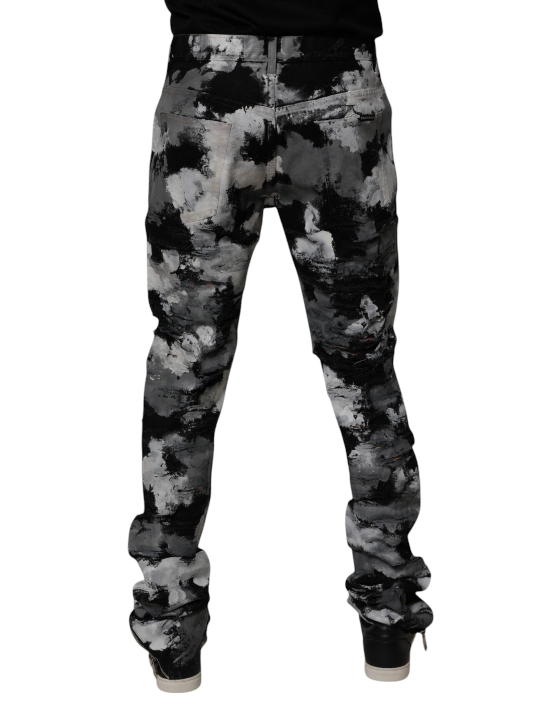 Dolce & Gabbana Multicolor Camouflage Tattered Skinny Denim Jeans Dolce & Gabbana