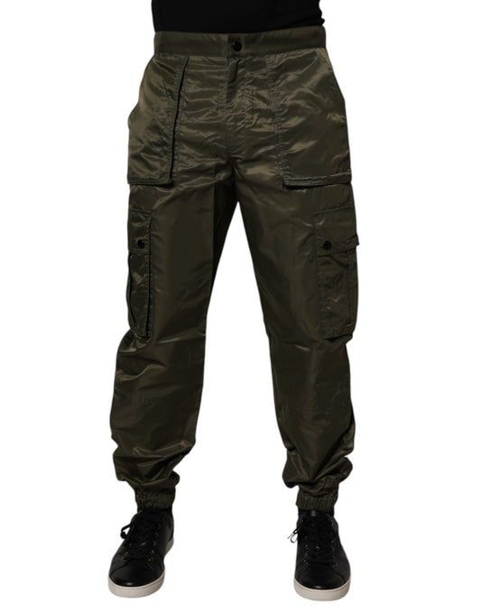 Dolce & Gabbana Dark Green Nylon Cargo Pants Dolce & Gabbana