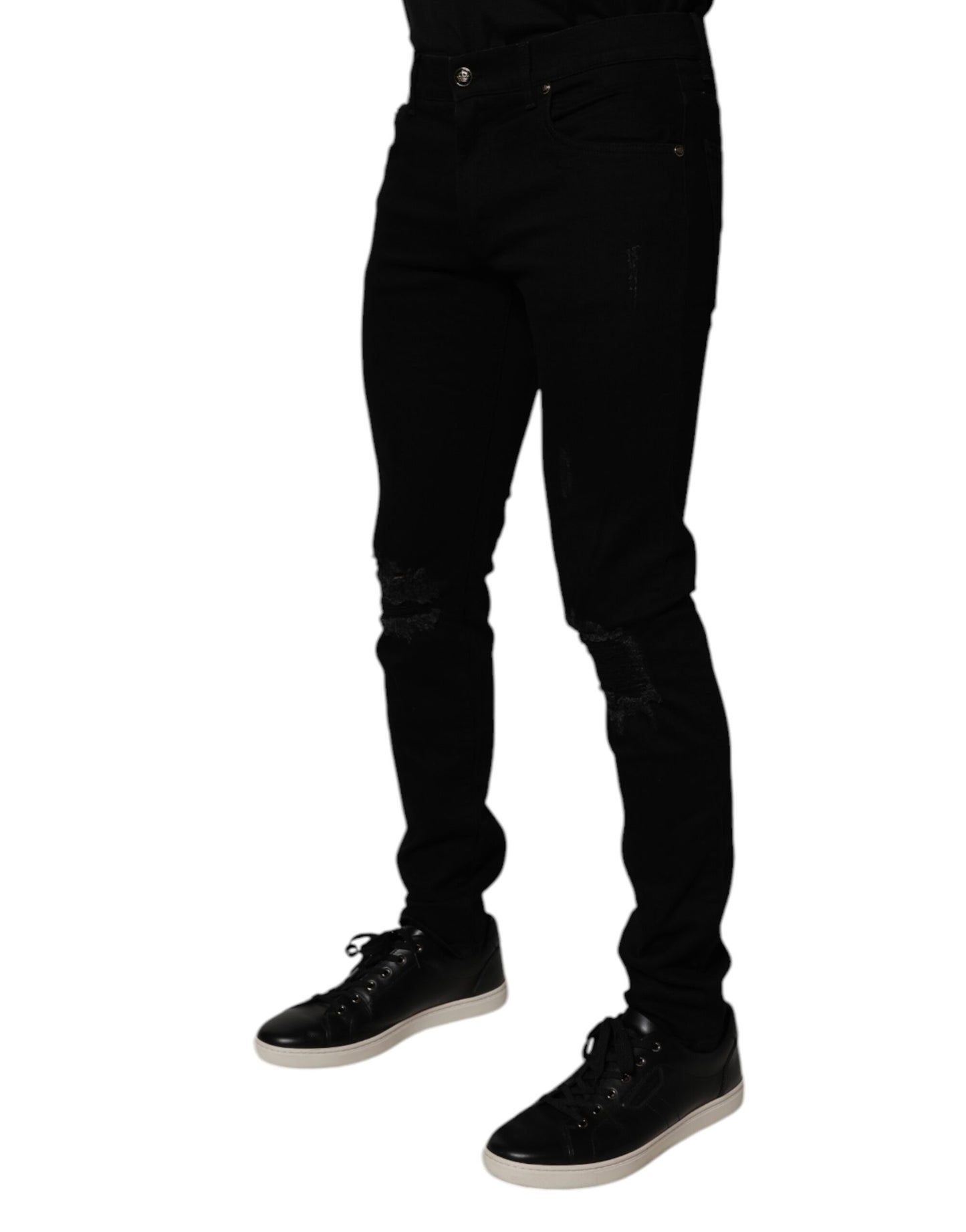 Dolce & Gabbana Black Cotton Stretch Skinny Men Denim Jeans Dolce & Gabbana