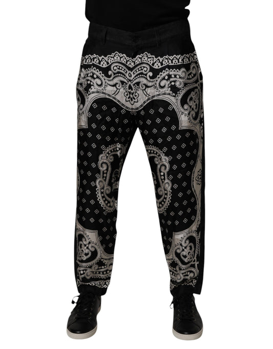 Dolce & Gabbana Black Bandana Cotton Skinny Denim Jeans Dolce & Gabbana