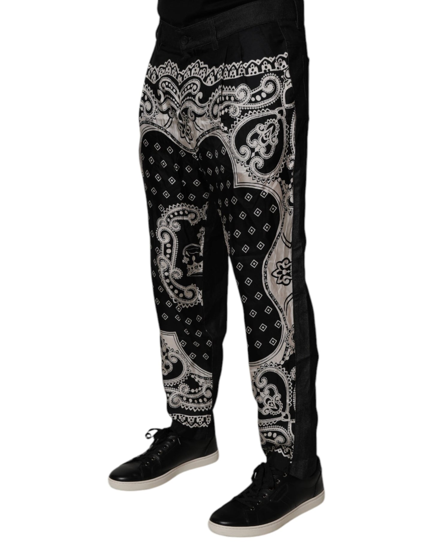 Dolce & Gabbana Black Bandana Cotton Skinny Denim Jeans Dolce & Gabbana