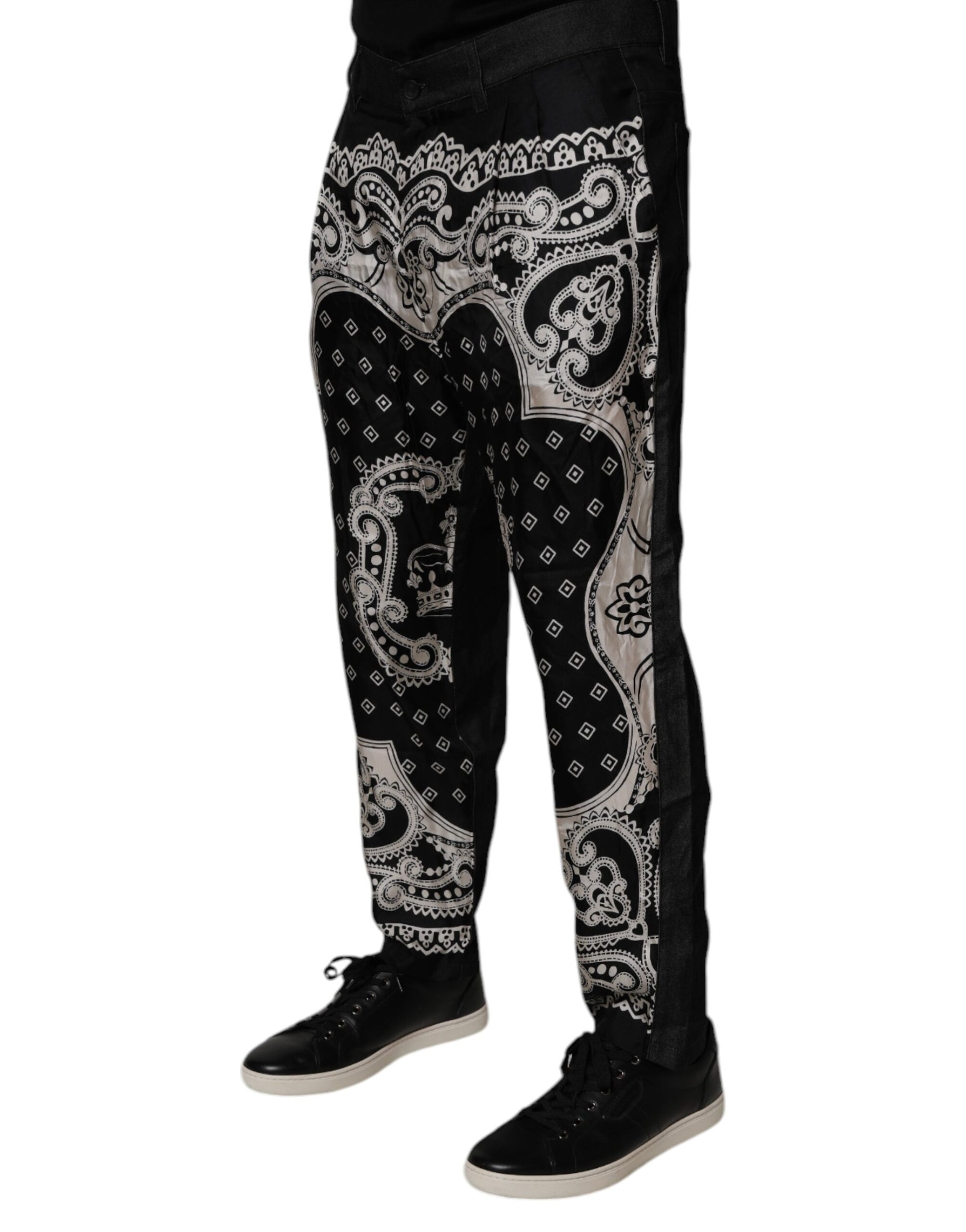 Dolce & Gabbana Black Bandana Cotton Skinny Denim Jeans Dolce & Gabbana