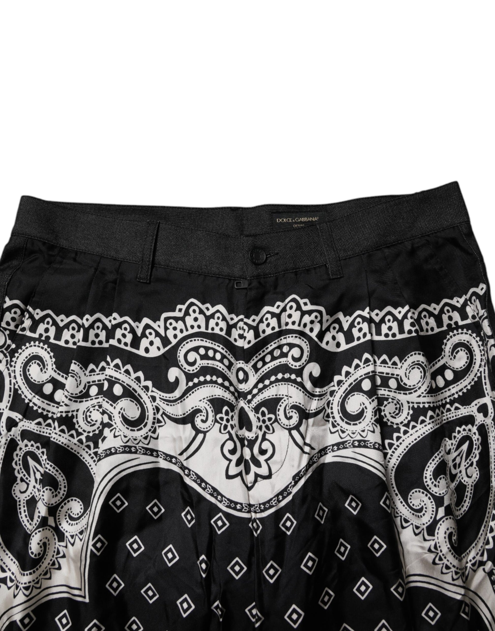 Dolce & Gabbana Black Bandana Cotton Skinny Denim Jeans Dolce & Gabbana