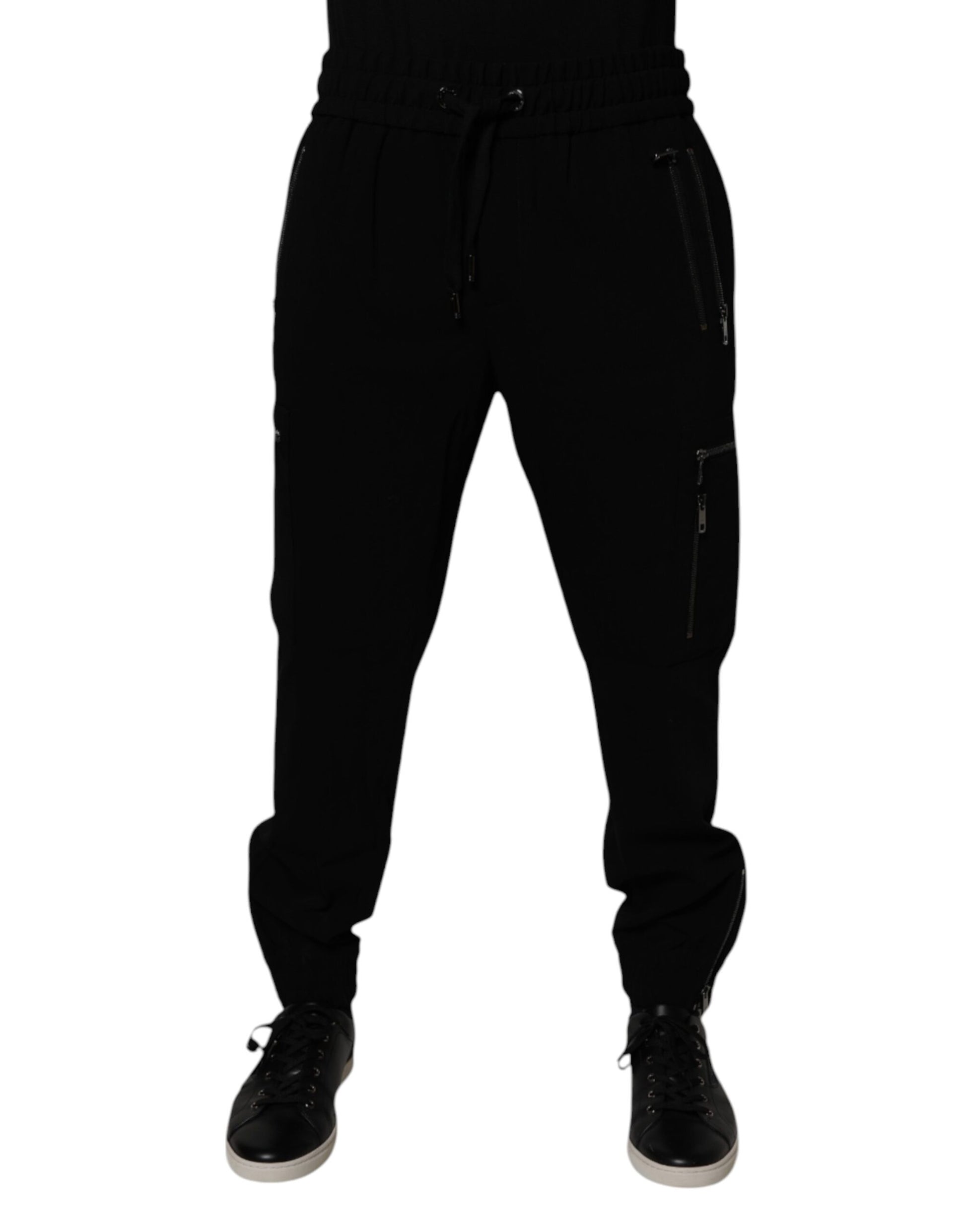 Dolce & Gabbana Black Wool Stretch Jogger Pants Dolce & Gabbana