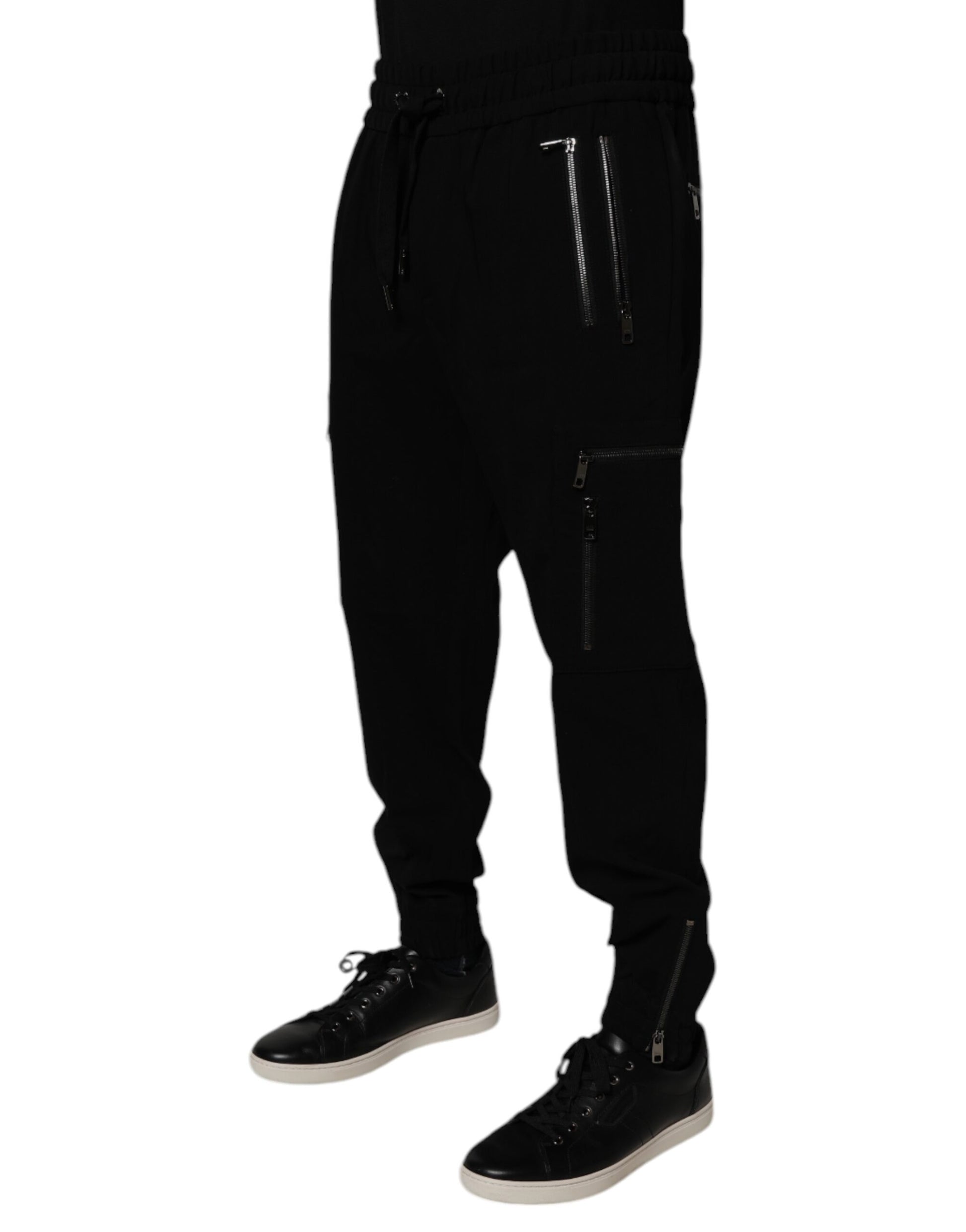 Dolce & Gabbana Black Wool Stretch Jogger Pants Dolce & Gabbana