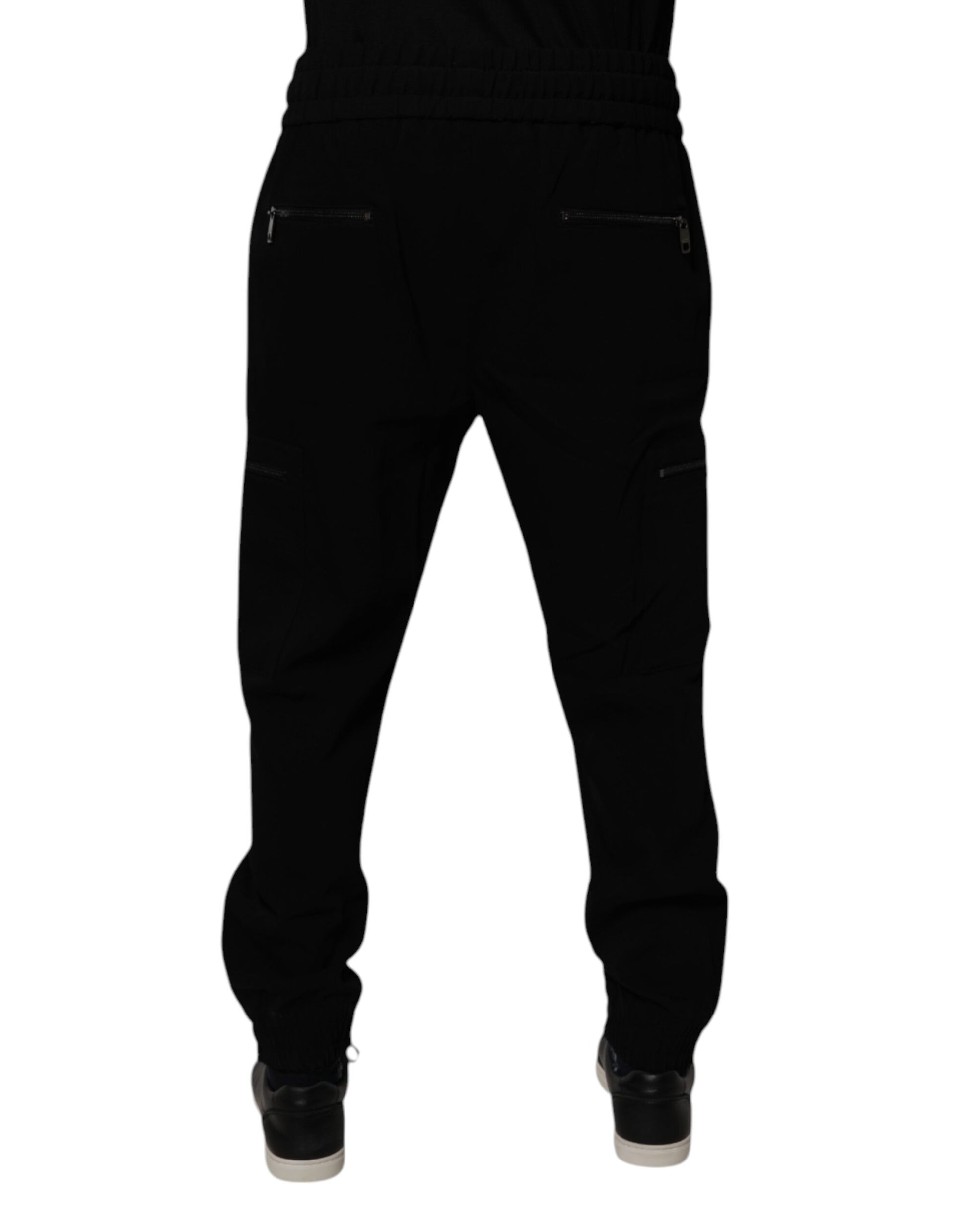 Dolce & Gabbana Black Wool Stretch Jogger Pants Dolce & Gabbana
