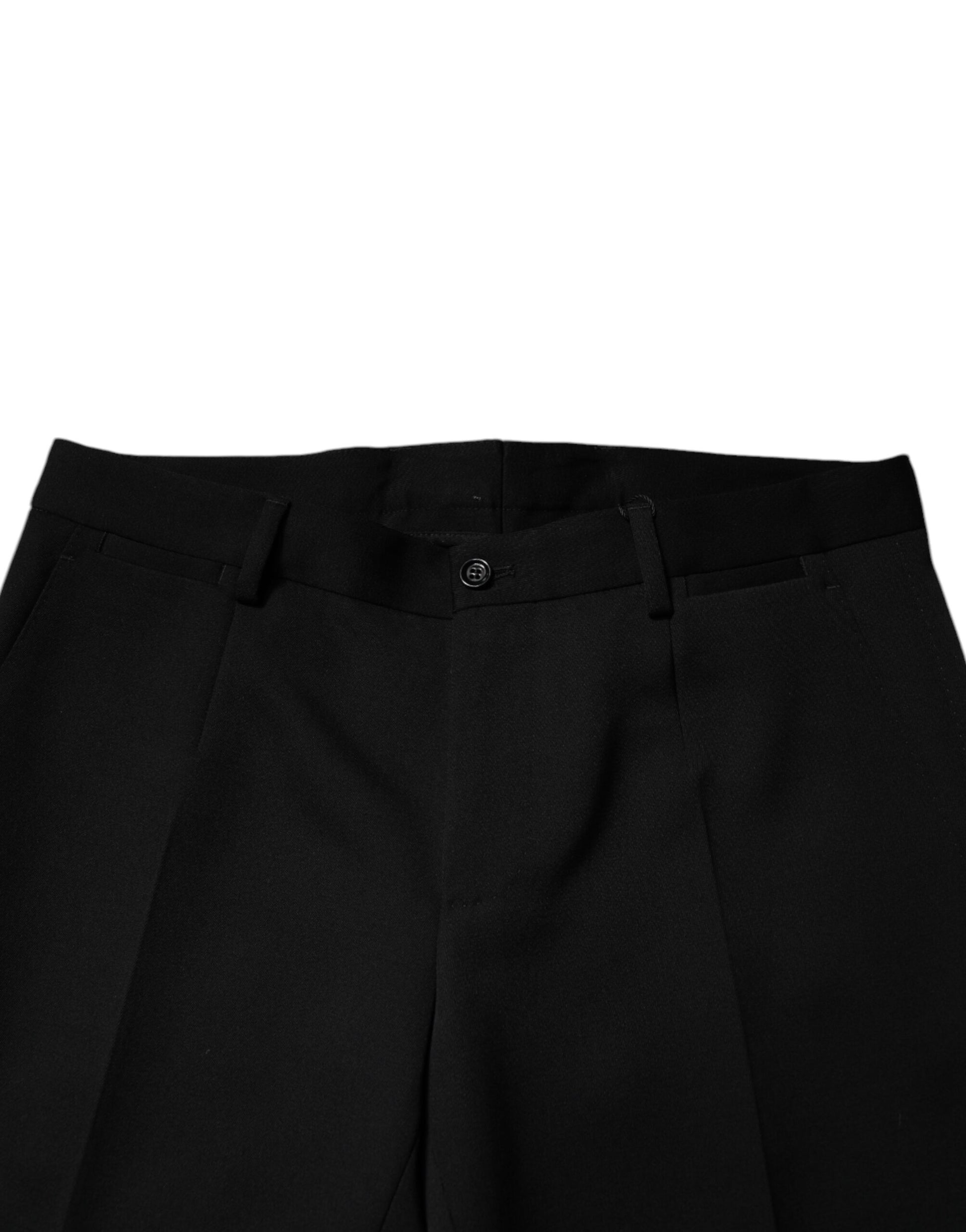 Dolce & Gabbana Black Wool Tapered Formal Dress Pants Dolce & Gabbana