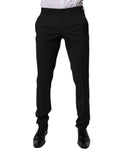 Dolce & Gabbana Black Polyester Tapered Formal Men Dress Pants - Eljoys Fashion 
