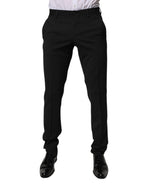 Dolce & Gabbana Black Polyester Tapered Formal Men Dress Pants - Eljoys Fashion 