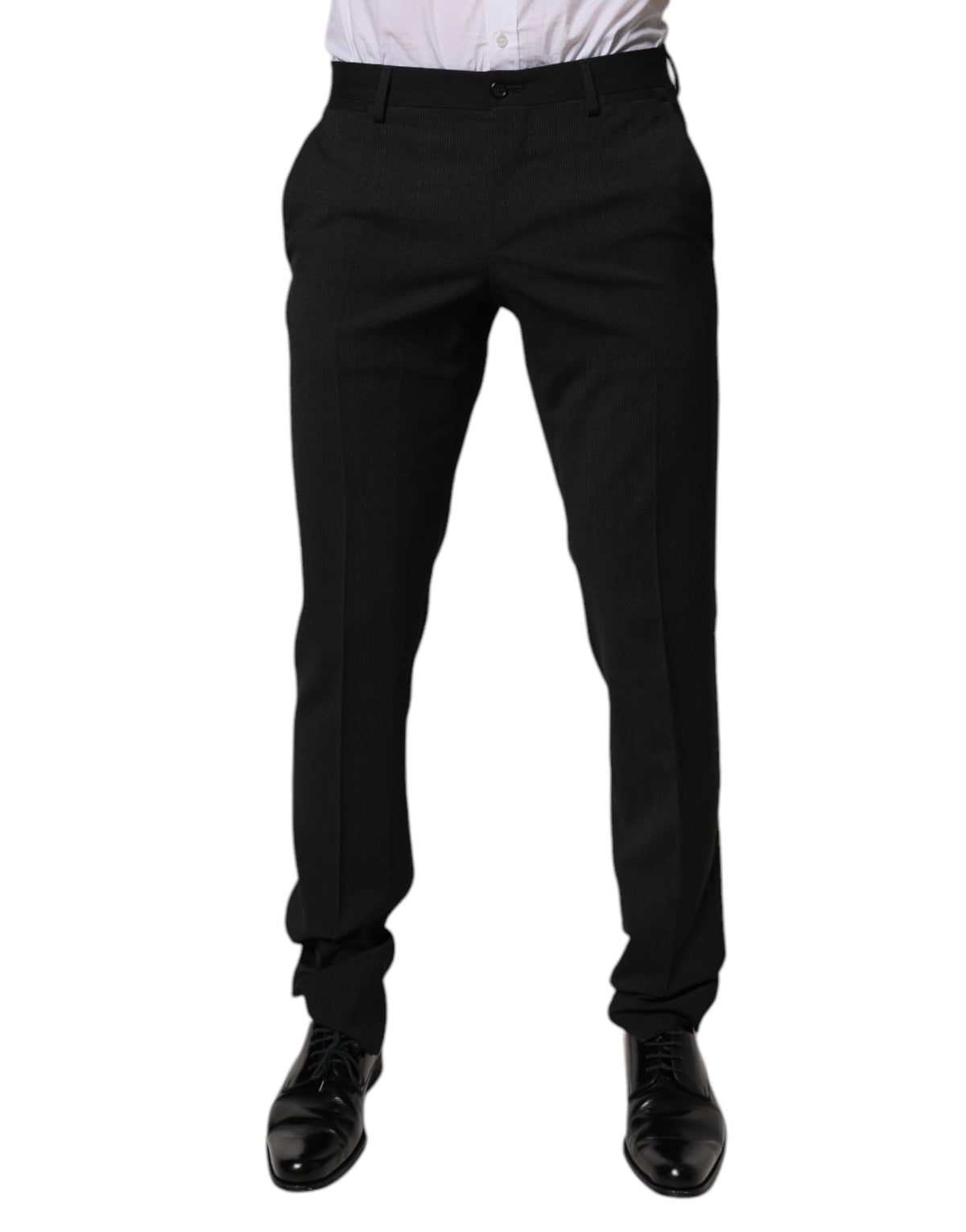 Dolce & Gabbana Black Polyester Tapered Formal Men Dress Pants - Eljoys Fashion 