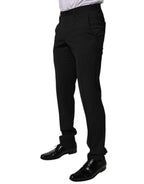 Dolce & Gabbana Black Polyester Tapered Formal Men Dress Pants - Eljoys Fashion 