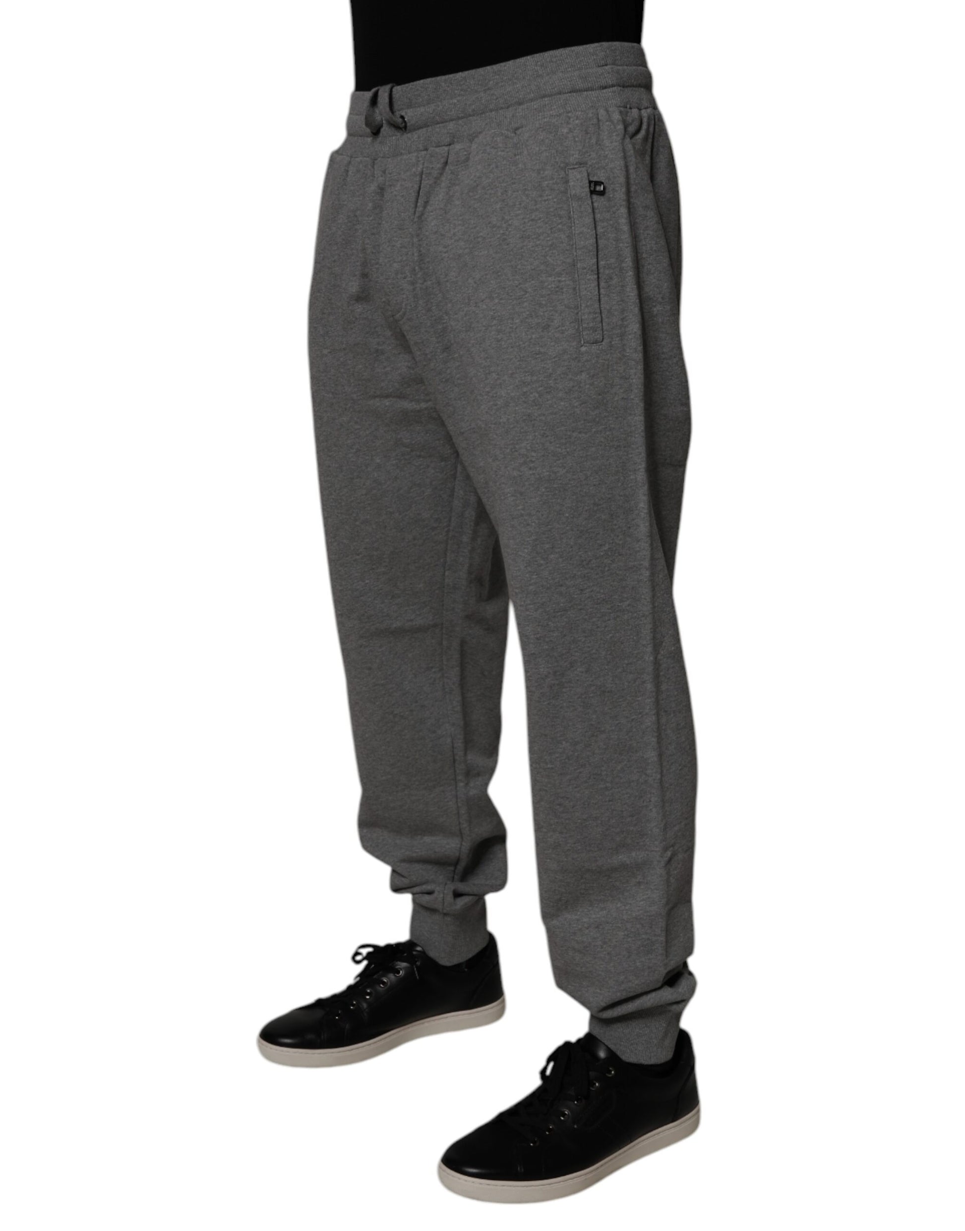 Dolce & Gabbana Gray Logo Cotton Jogger Men Sweatpants Pants Dolce & Gabbana