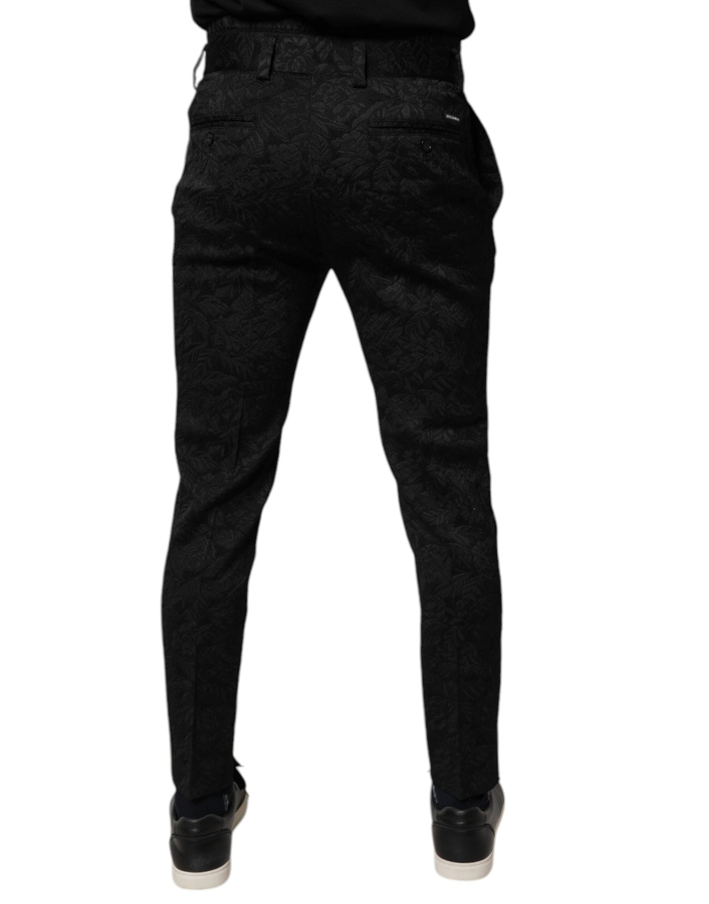 Dolce & Gabbana Black Brocade Polyester Skinny Dress Pants Dolce & Gabbana