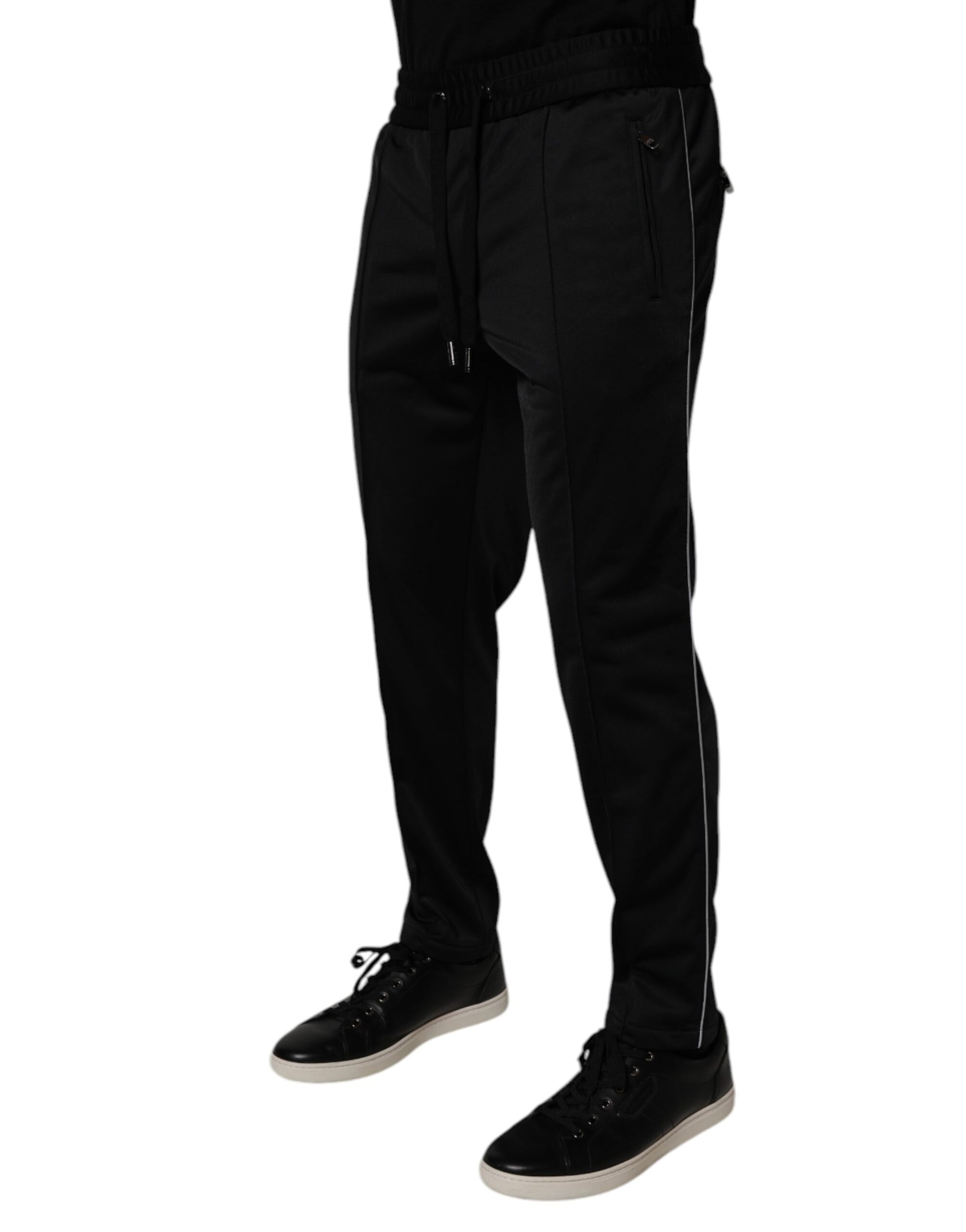 Dolce & Gabbana Black Polyester Men Jogger Sweatpants Pants Dolce & Gabbana