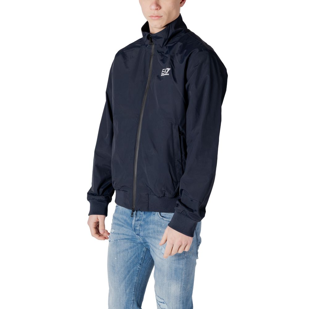EA7 Emporio Armani Blue Polyamide Jackets & Coat EA7 Emporio Armani