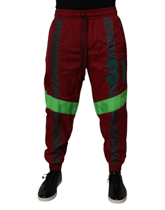 Dolce & Gabbana Maroon Nylon Men Jogger Sweatpants Pants Dolce & Gabbana