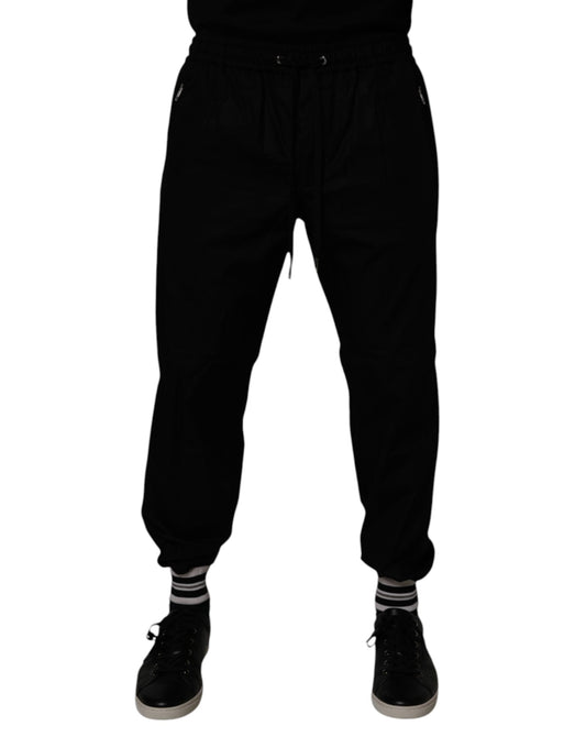 Dolce & Gabbana Black Cotton Men Jogger Sweatpants Pants Dolce & Gabbana
