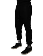 Dolce & Gabbana Black Cotton Men Jogger Sweatpants Pants - Eljoys Fashion 