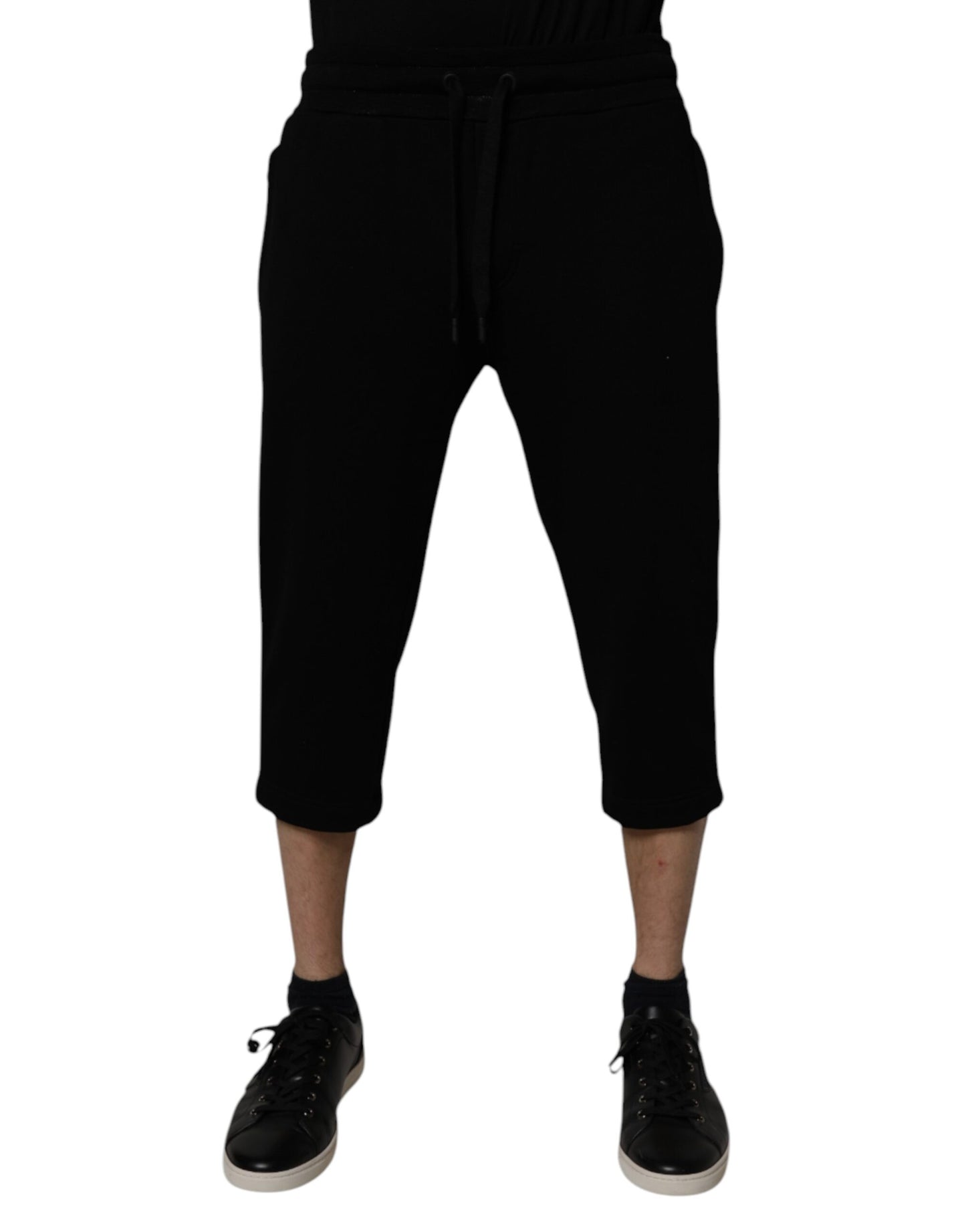 Dolce & Gabbana Black Cotton Blend Cropped Sweatpants Pants Dolce & Gabbana