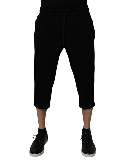 Dolce & Gabbana Black Cotton Blend Cropped Sweatpants Pants Dolce & Gabbana