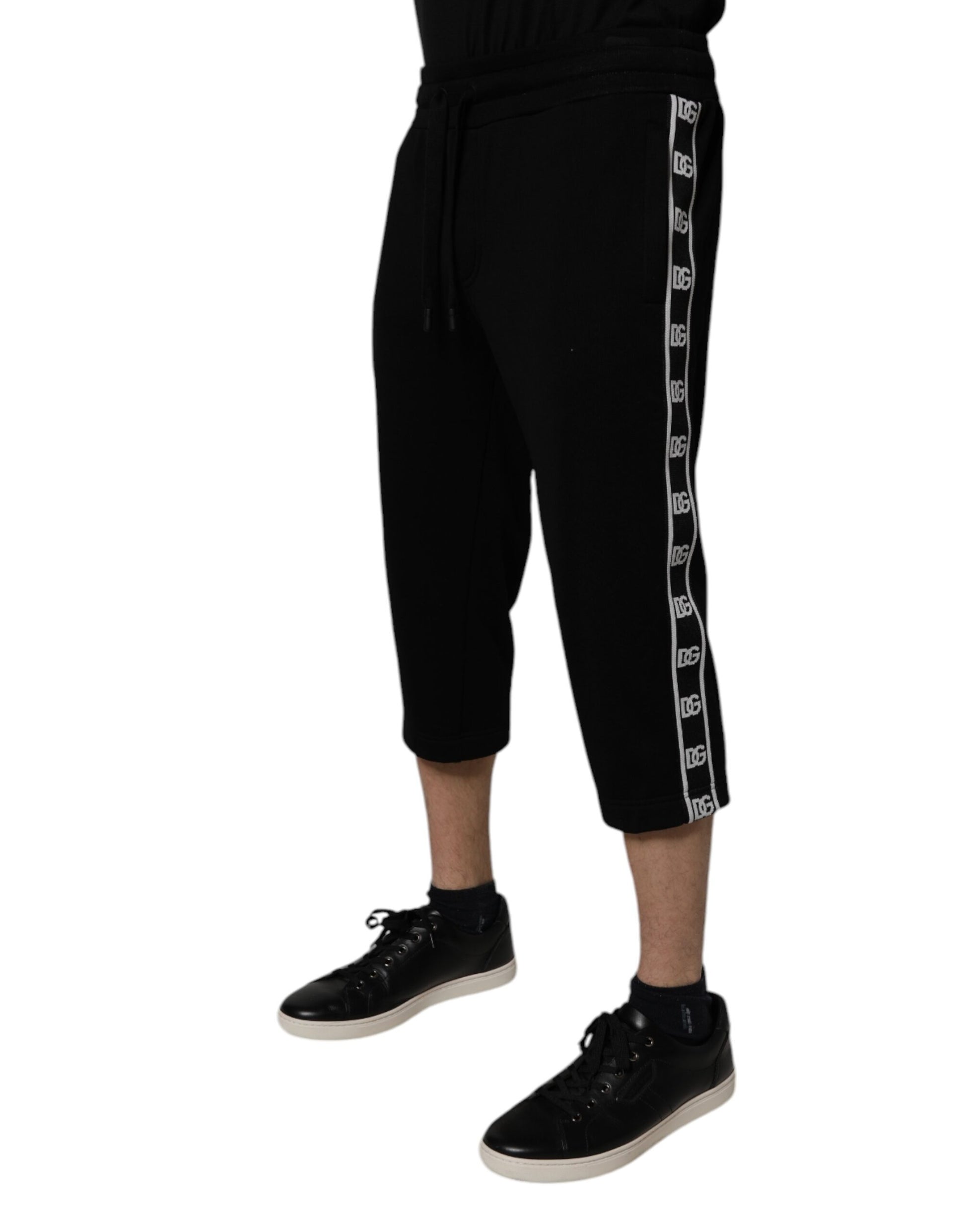 Dolce & Gabbana Black Cotton Blend Cropped Sweatpants Pants Dolce & Gabbana
