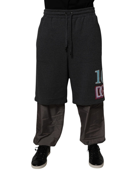 Dolce & Gabbana Dark Gray Cotton Layered Straight Sweatpants Pants Dolce & Gabbana
