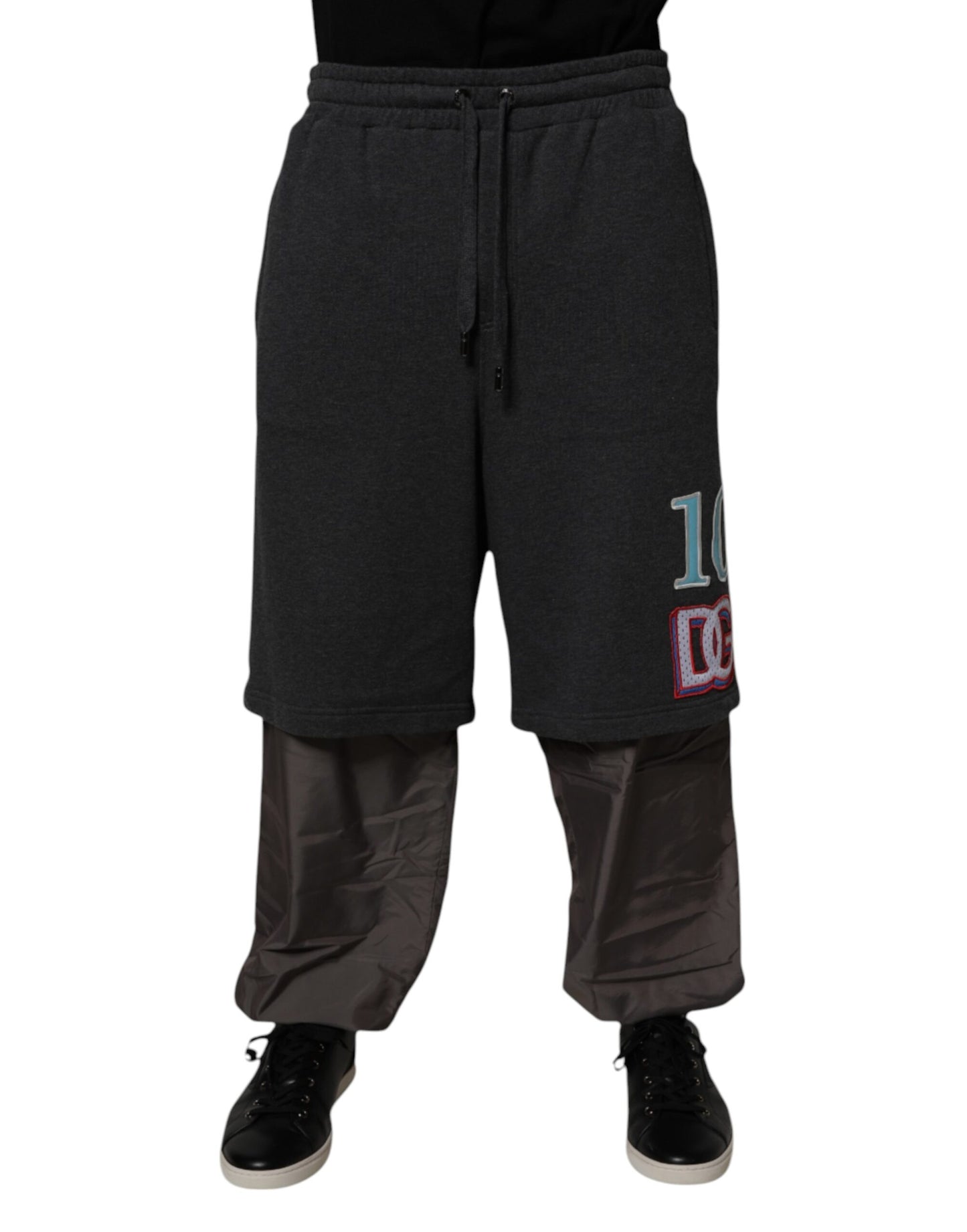 Dolce & Gabbana Dark Gray Cotton Layered Straight Sweatpants Pants Dolce & Gabbana