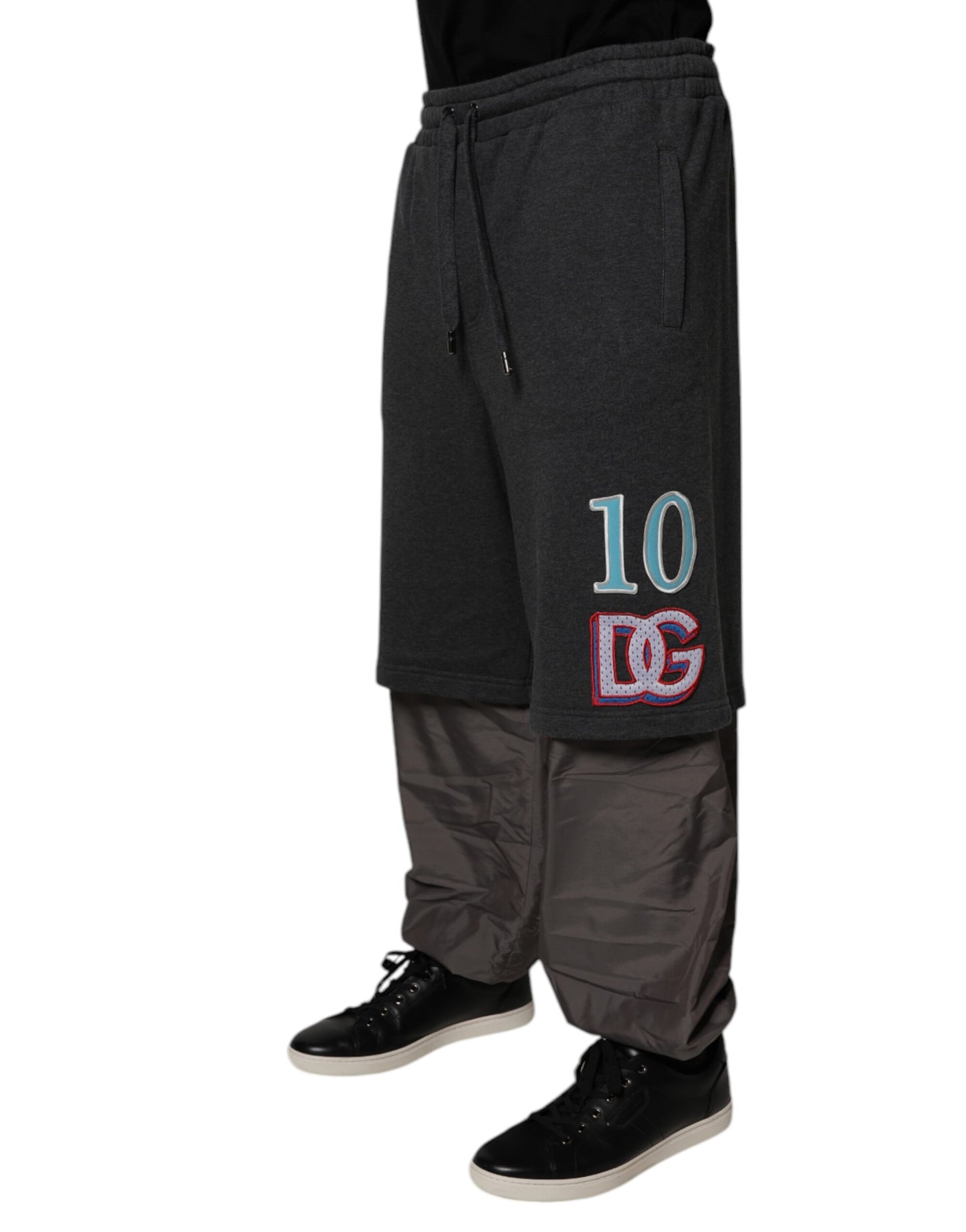 Dolce & Gabbana Dark Gray Cotton Layered Straight Sweatpants Pants Dolce & Gabbana