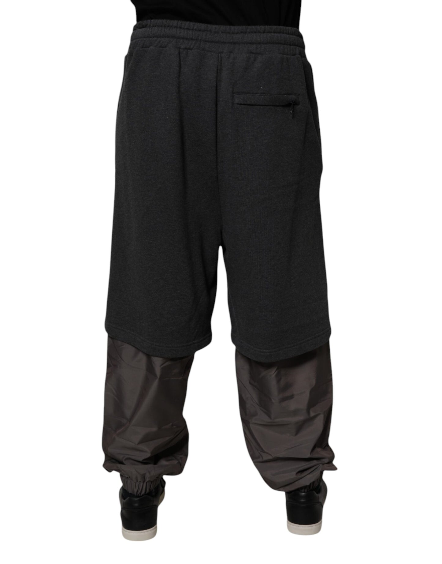 Dolce & Gabbana Dark Gray Cotton Layered Straight Sweatpants Pants Dolce & Gabbana