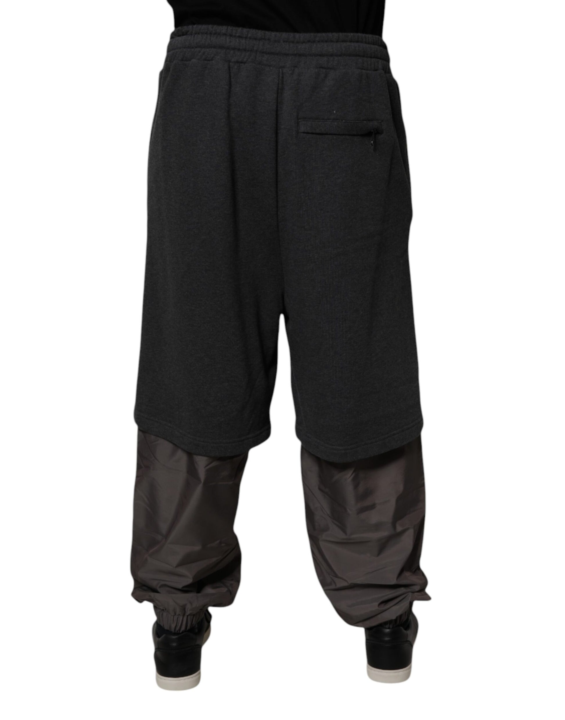 Dolce & Gabbana Dark Gray Cotton Layered Straight Sweatpants Pants Dolce & Gabbana