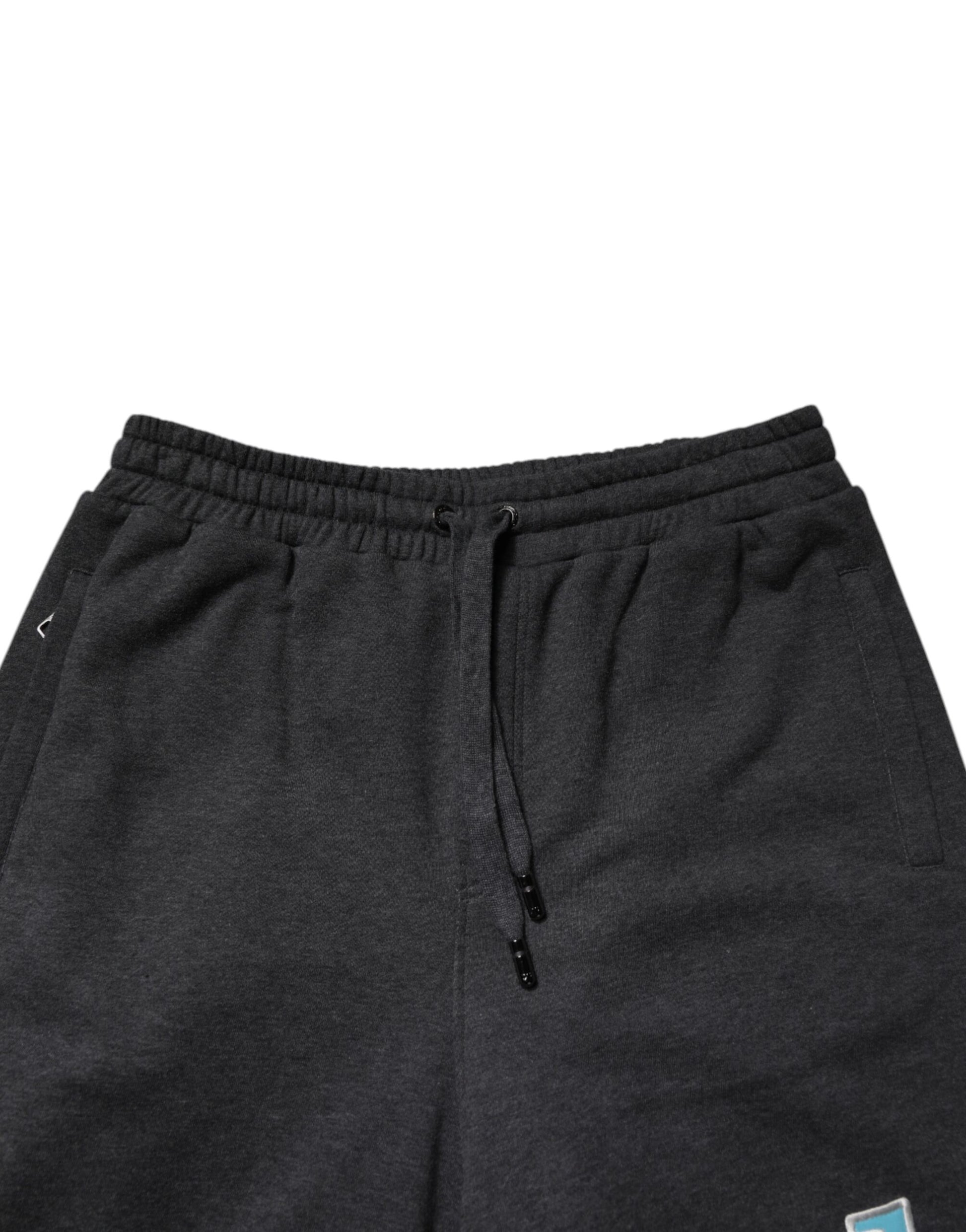 Dolce & Gabbana Dark Gray Cotton Layered Straight Sweatpants Pants Dolce & Gabbana