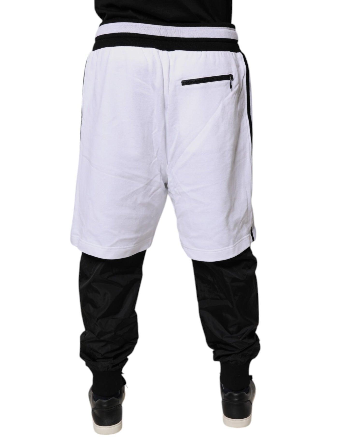 Dolce & Gabbana Black White Cotton Layered Sweatpants Pants Dolce & Gabbana